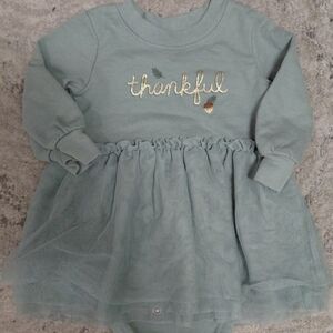 Carter's Green Baby Dress with Gold Embroidery